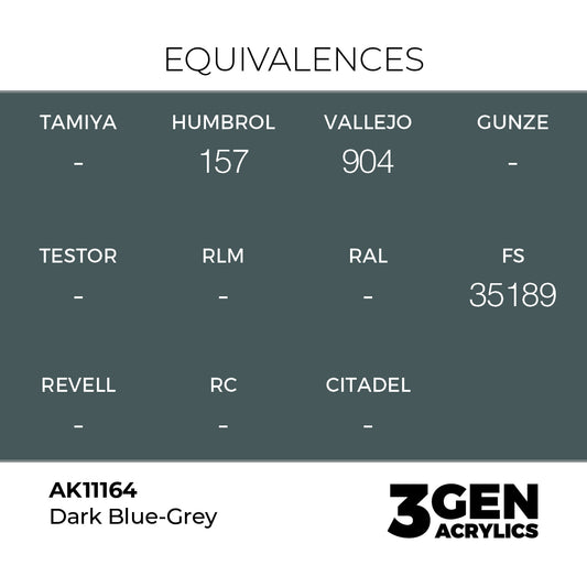 Pot de peinture AK 3GEN AK11164 Dark Blue-grey - Gris bleu foncé 18 ml, detail 1