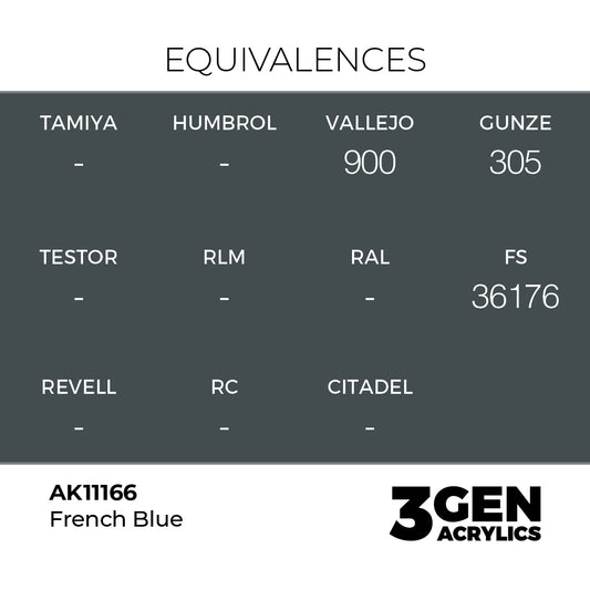 Pot de peinture AK 3GEN AK11166 French Blue - Bleu français 18 ml, detail 1