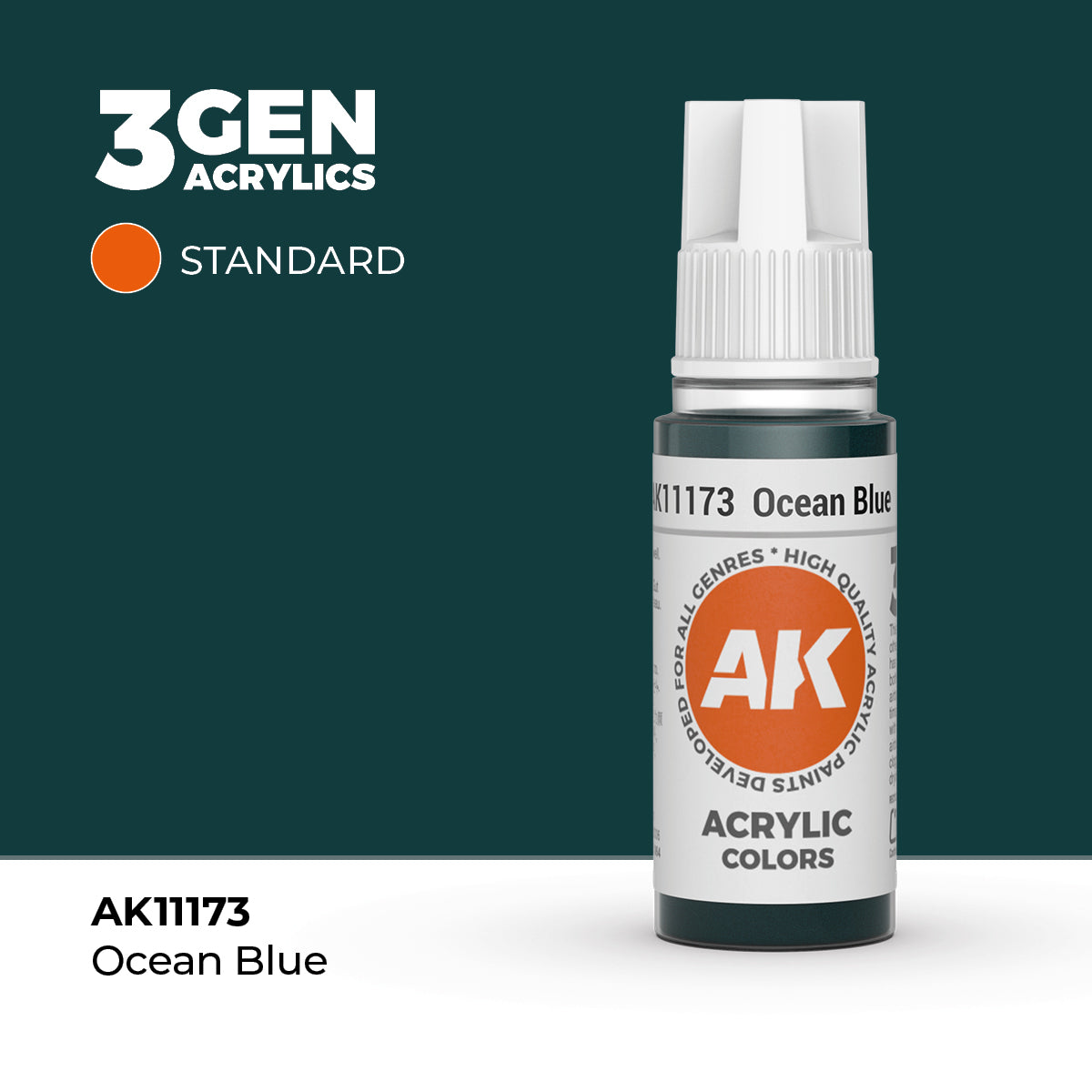 Pot de peinture AK 3GEN AK11173 Ocean Blue - Bleu Océan 18 ml