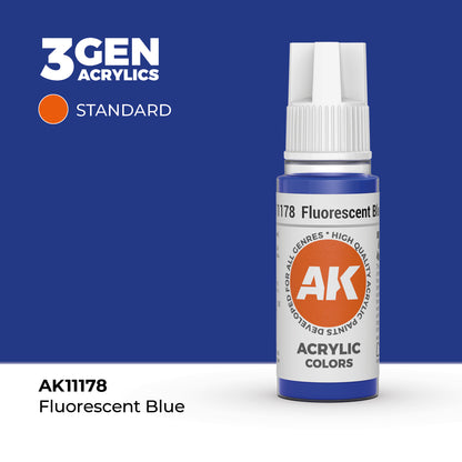Pot de peinture AK 3GEN AK11178 Fluorescent Blue - Bleu Fluo 18 ml