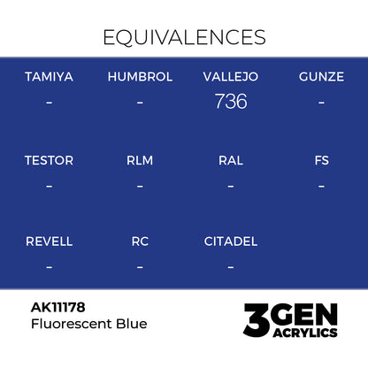 Pot de peinture AK 3GEN AK11178 Fluorescent Blue - Bleu Fluo 18 ml, detail 1