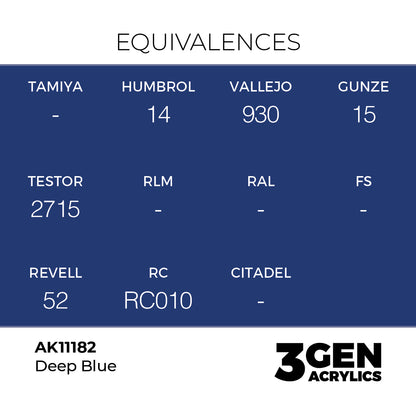 Pot de peinture AK 3GEN AK11182 Deep Blue - Bleu Profond 18 ml, detail 1