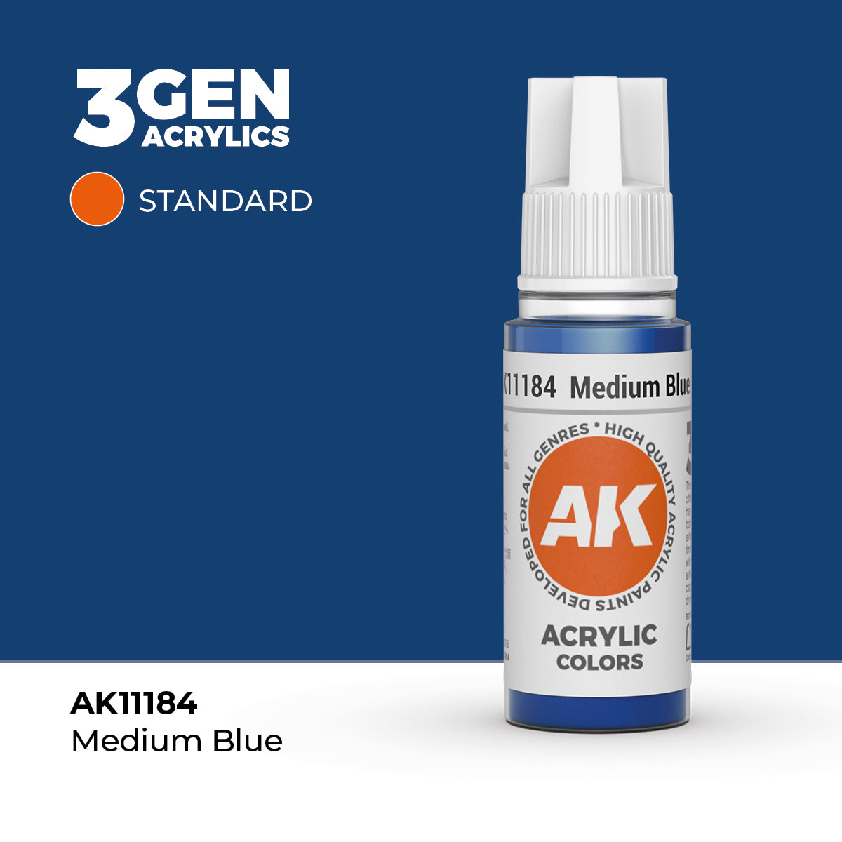Pot de peinture AK 3GEN AK11184 Medium Blue - Bleu moyen 18 ml