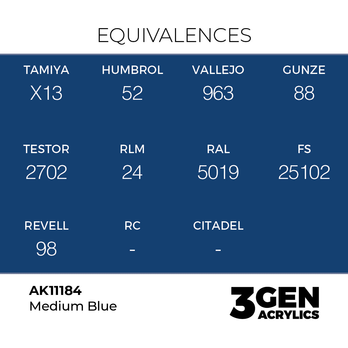 Pot de peinture AK 3GEN AK11184 Medium Blue - Bleu moyen 18 ml, detail 1
