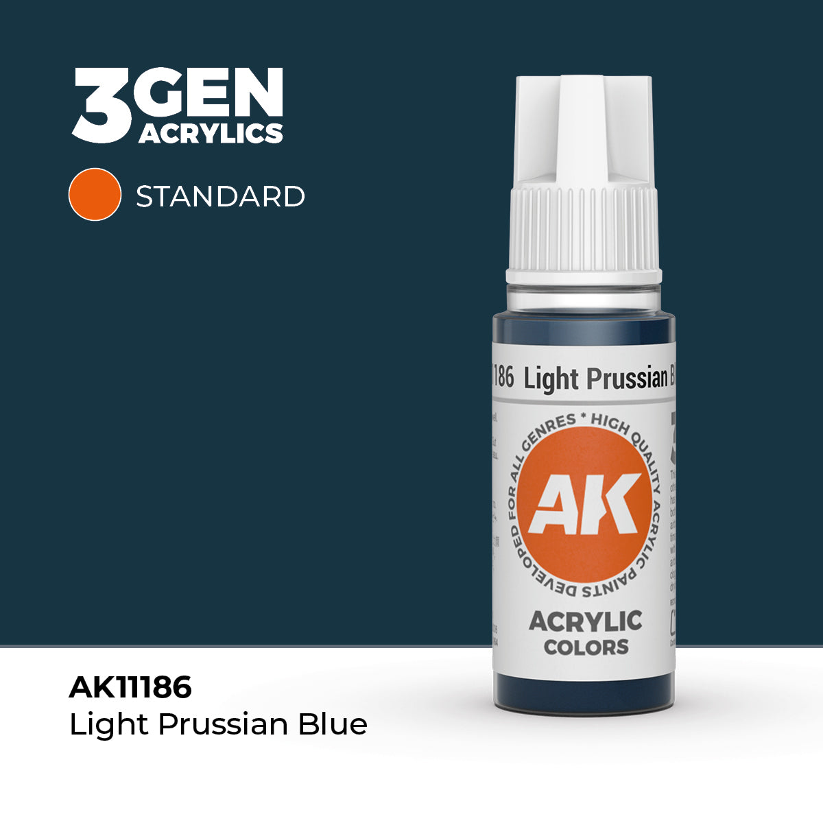 Pot de peinture AK 3GEN AK11186 Light Prussian Blue - Bleu de Prusse clair 18 ml