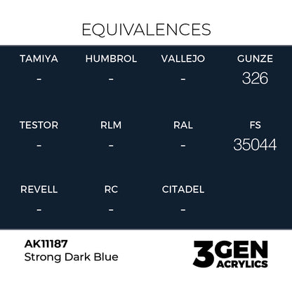 Pot de peinture AK 3GEN AK11187 Strong Dark Blue - Bleu foncé intense 18 ml, detail 1