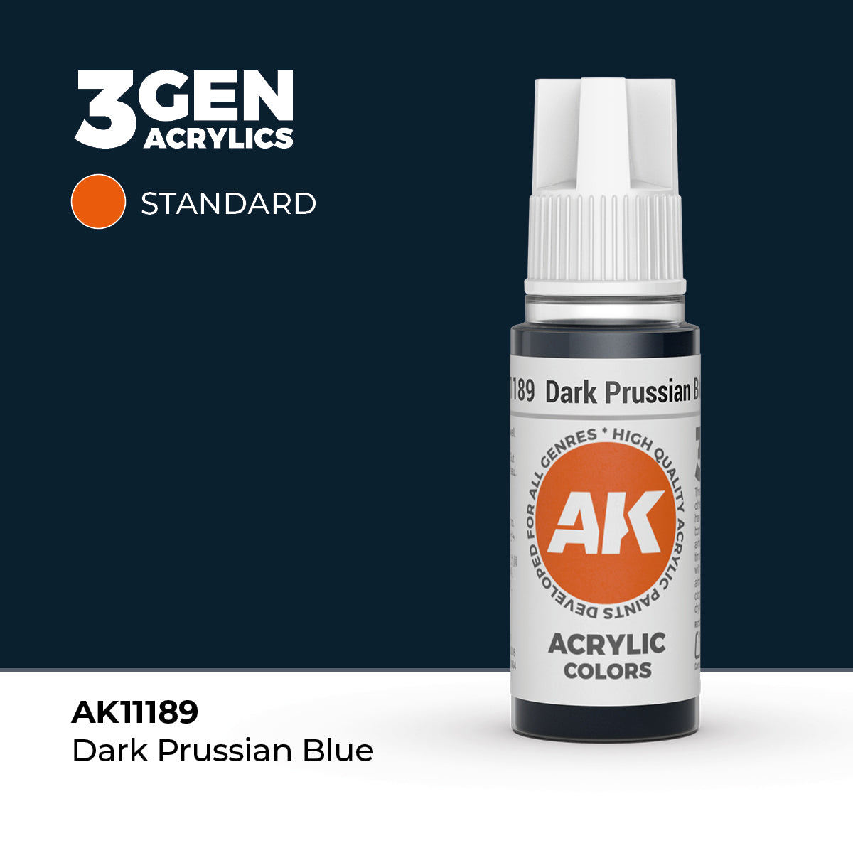 Pot de peinture AK 3GEN AK11189 Dark Prussian Blue - Bleu de Prusse foncé 18 ml