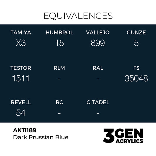 Pot de peinture AK 3GEN AK11189 Dark Prussian Blue - Bleu de Prusse foncé 18 ml, detail 1