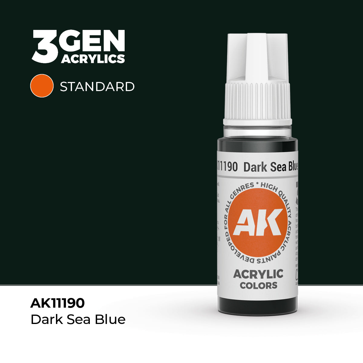 Pot de peinture AK 3GEN AK11190 Dark Sea Blue - Bleu marine foncé 18 ml