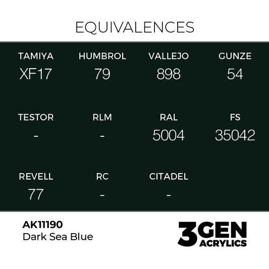 Pot de peinture AK 3GEN AK11190 Dark Sea Blue - Bleu marine foncé 18 ml, detail 1