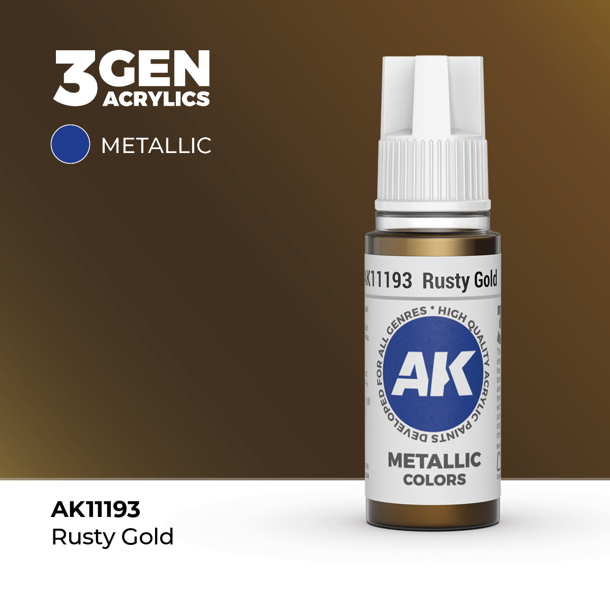 Pot de peinture AK 3GEN AK11193 Rusty Gold - Or rouillé 18 ml