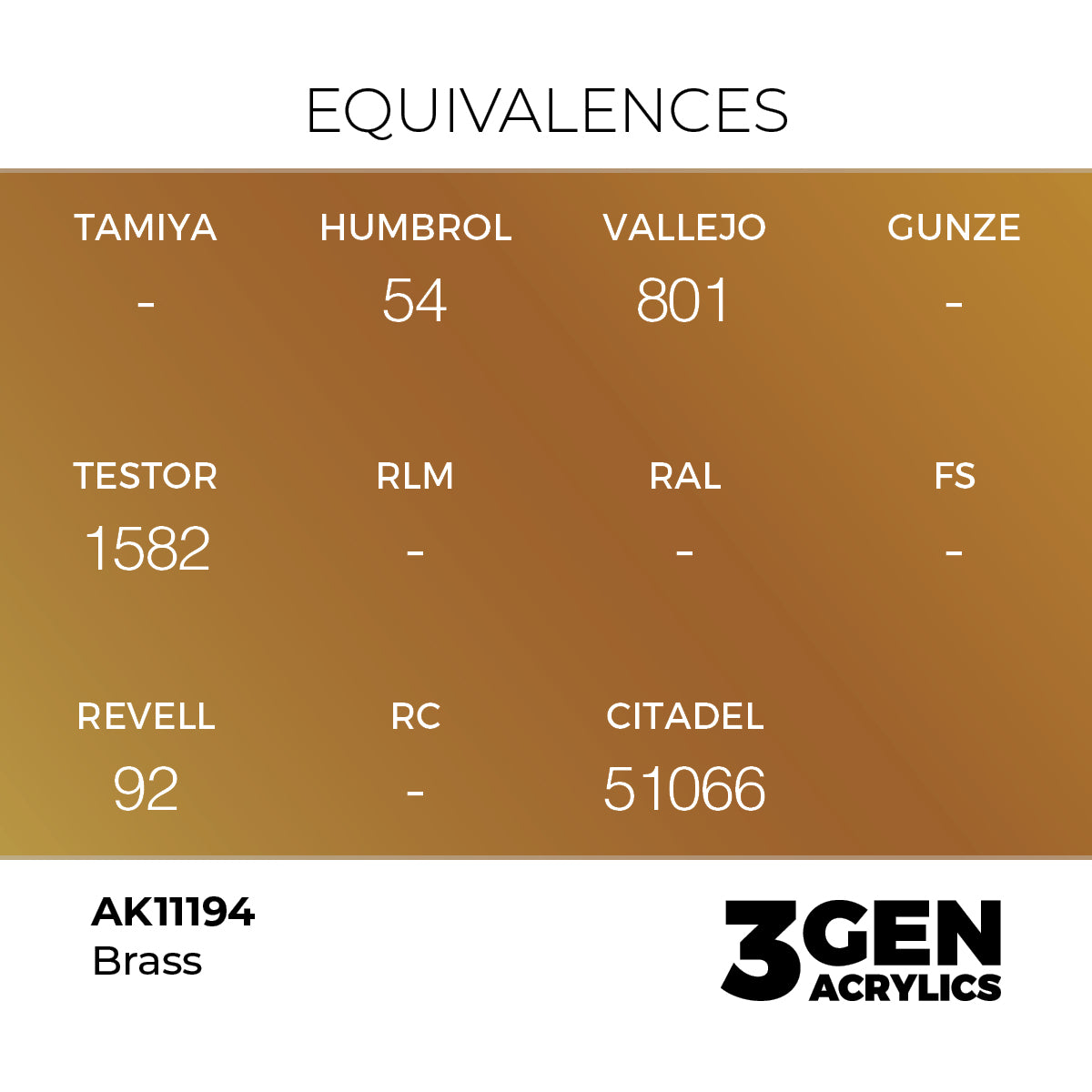 Pot de peinture AK 3GEN AK11194 Brass - Laiton 18 ml, detail 1