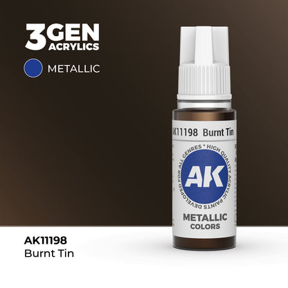 Pot de peinture AK 3GEN AK11198 Burnt Tin - Étain brûlé 18 ml