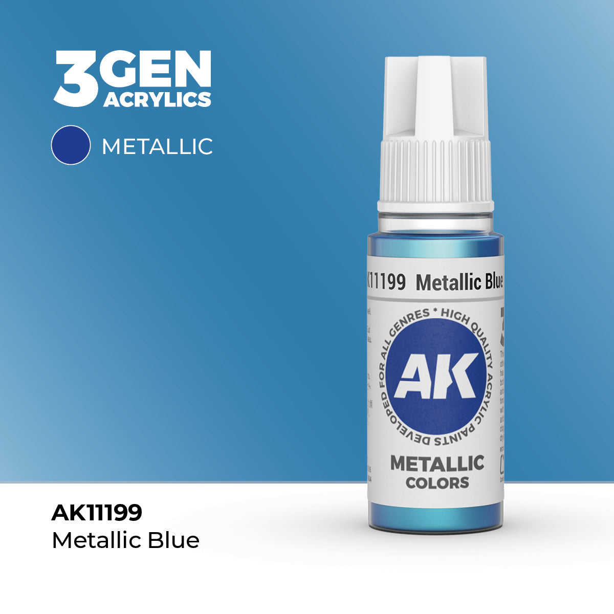 Pot de peinture AK 3GEN AK11199 Metallic Blue - Bleu Métallique 18 ml