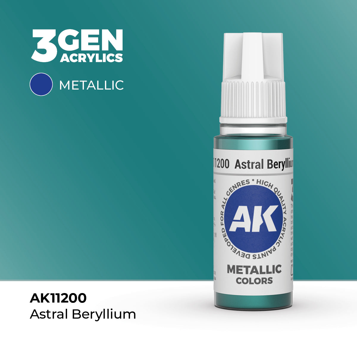 Pot de peinture AK 3GEN AK11200 Astral Beryllium - Béryllium Astral 18 ml