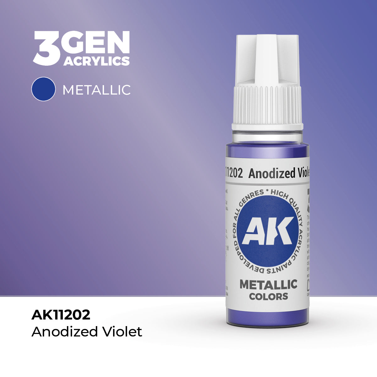Pot de peinture AK 3GEN AK11202 Anodized Violet - Violet anodisé 18 ml