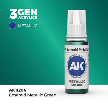 Pot de peinture AK 3GEN AK11204 Emerald Metallic Green - Vert émeraude métallique 18 ml
