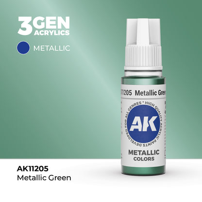 Pot de peinture AK 3GEN AK11205 Metallic Green - Vert Métallique 18 ml