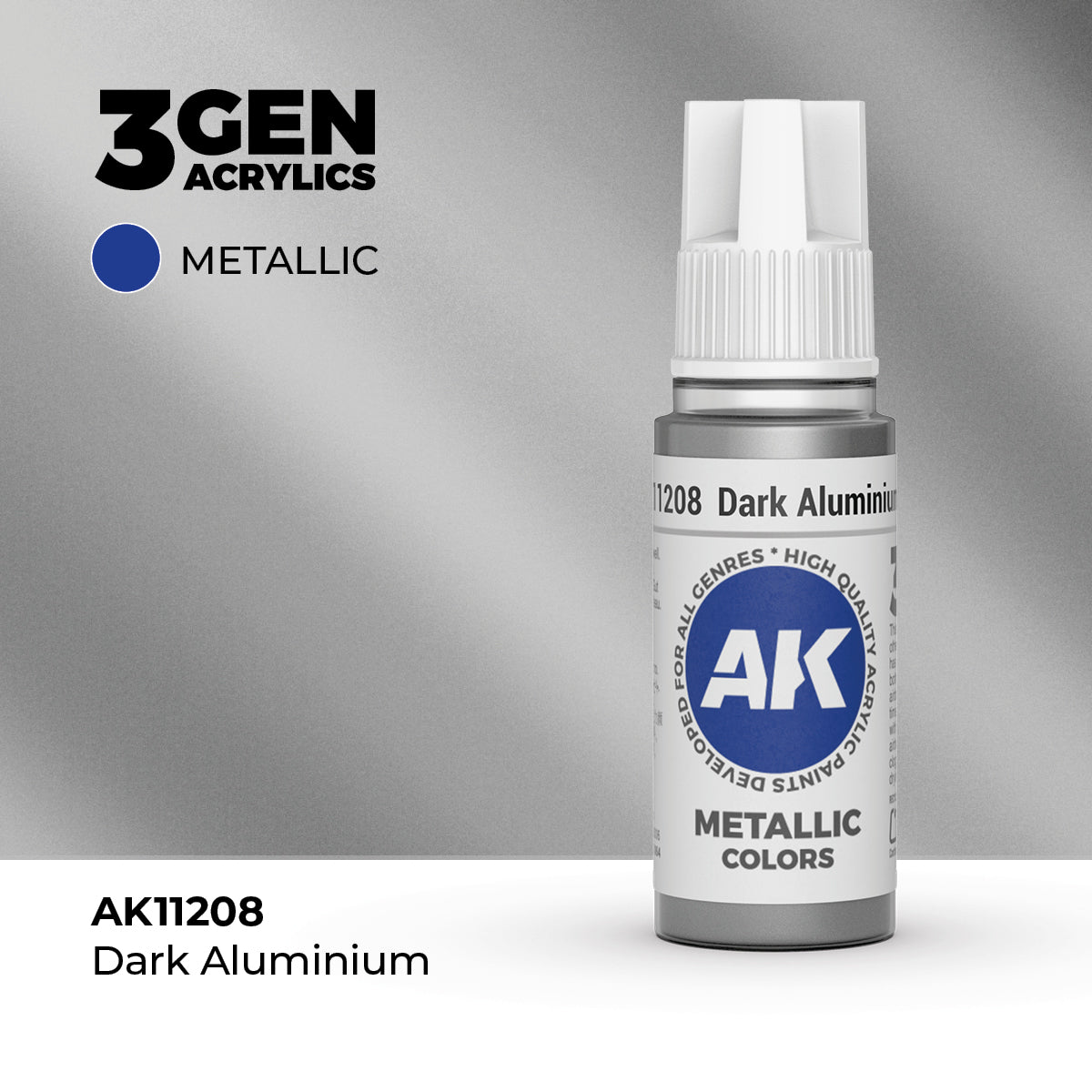 Pot de peinture AK 3GEN AK11208 Dark Aluminium - Aluminium Foncé 18 ml