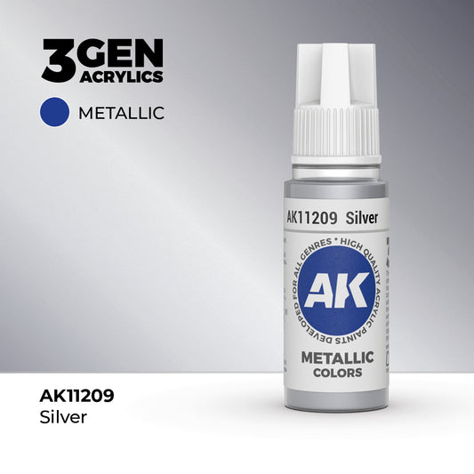 Pot de peinture AK 3GEN AK11209 Silver - Argent 18 ml