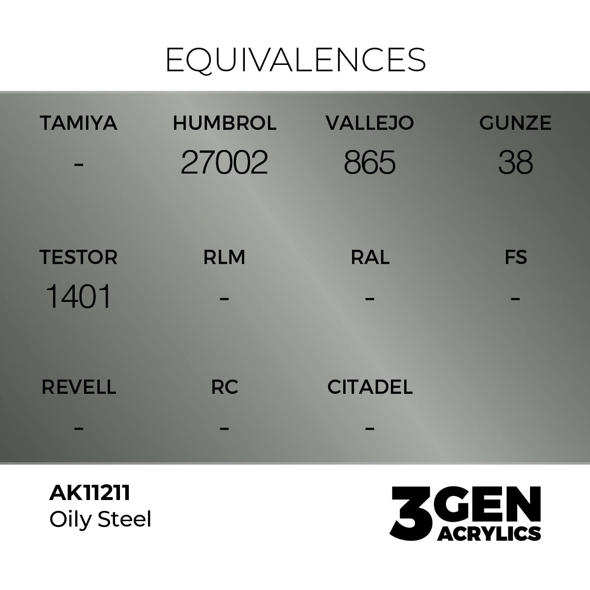 Pot de peinture AK 3GEN AK11211 Oily Steel - Acier huileux 18 ml, detail 1