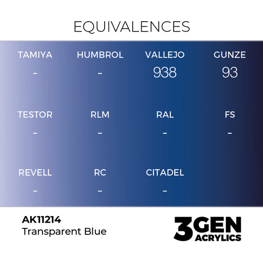 Pot de peinture AK 3GEN AK11214 Clear Blue - Bleu Transparent 18 ml, detail 1