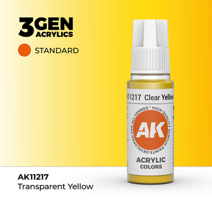 Pot de peinture AK 3GEN AK11217 Clear Yellow - Jaune Transparent 18 ml