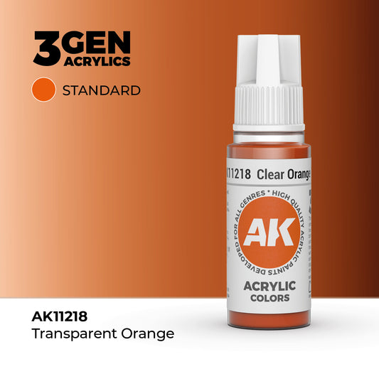 Pot de peinture AK 3GEN AK11218 Clear Orange - Orange Transparent 18 ml