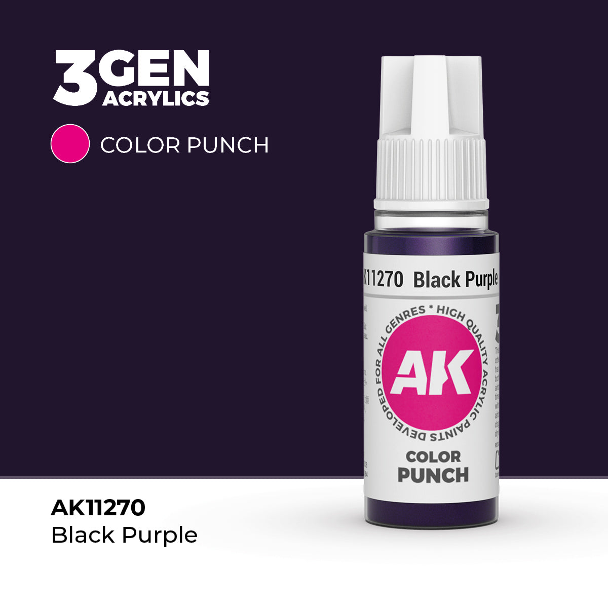Pot de peinture AK 3GEN AK11270 Black Purple - Noir Violet 18 ml