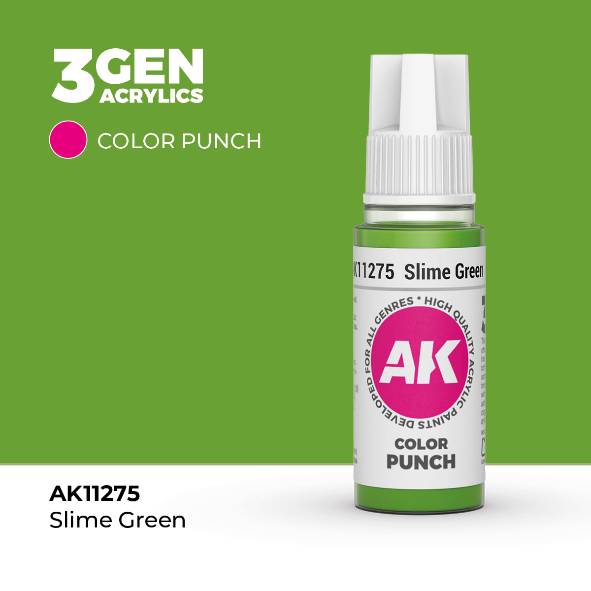 Pot de peinture AK 3GEN AK11275 Slime Green - Vert gluant 18 ml