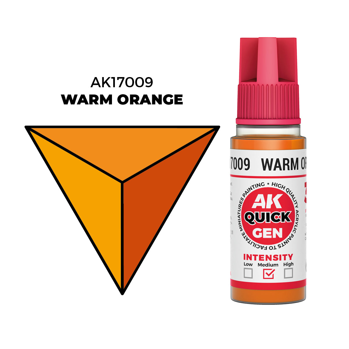 Pot de peinture AK Quick Gen AK17009 Warm Orange - Orange Chaud 18 ml
