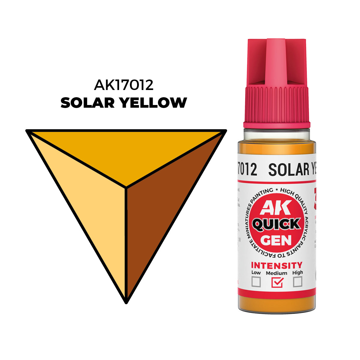 Pot de peinture AK Quick Gen AK17012 Solar Yellow - Jaune Solaire 18 ml