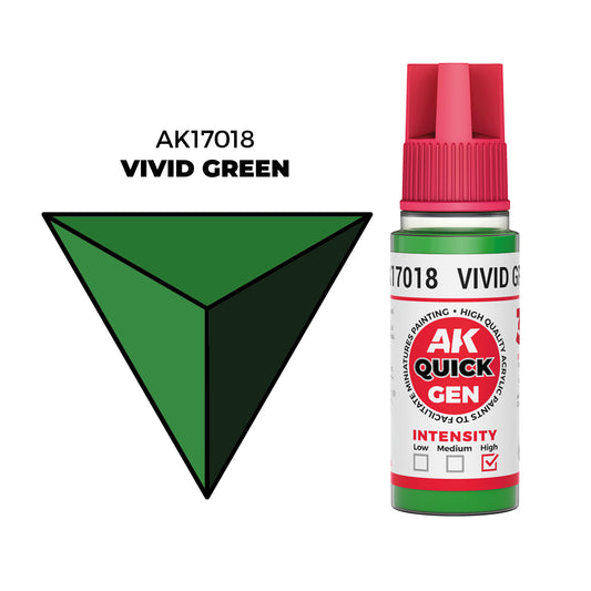 Pot de peinture AK Quick Gen AK17018 Vivid Green - Vert Vif 18 ml