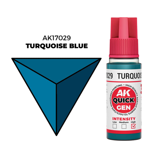 Pot de peinture AK Quick Gen AK17029 Turquoise Blue - Bleu Turquoise 18 ml