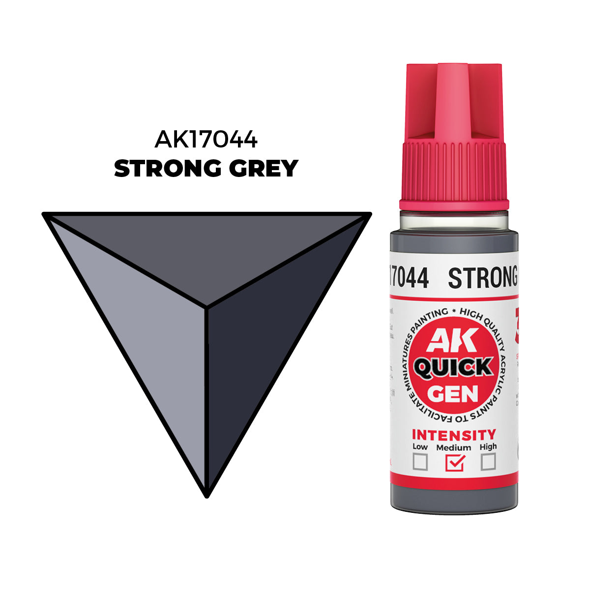 Pot de peinture AK Quick Gen AK17044 Strong Grey - Gris Fort 18 ml