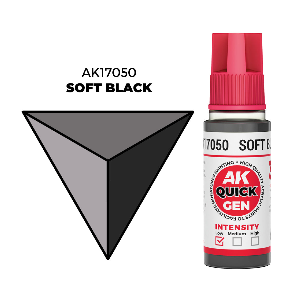Pot de peinture AK Quick Gen AK17050 Soft Black - Noir Doux 18 ml