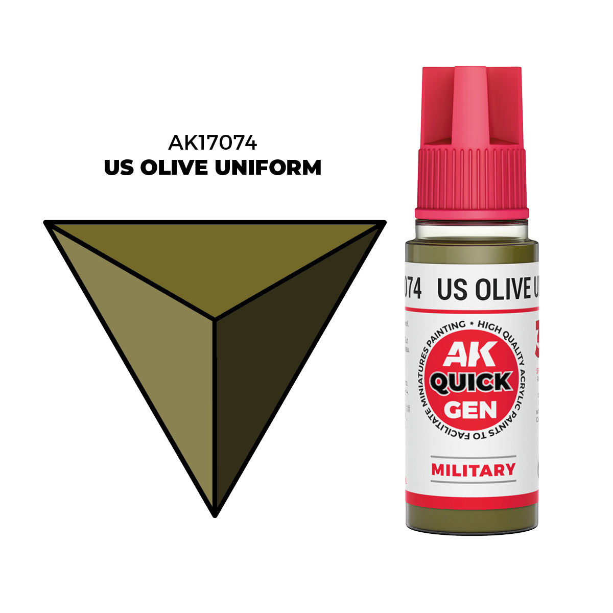 Pot de peinture AK Quick Gen AK17074 Us Olive Uniform - Uniforme Olive US 18 ml