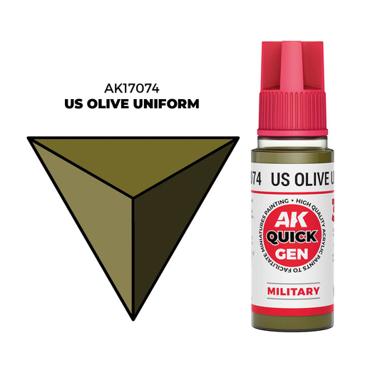 Pot de peinture AK Quick Gen AK17074 Us Olive Uniform - Uniforme Olive US 18 ml