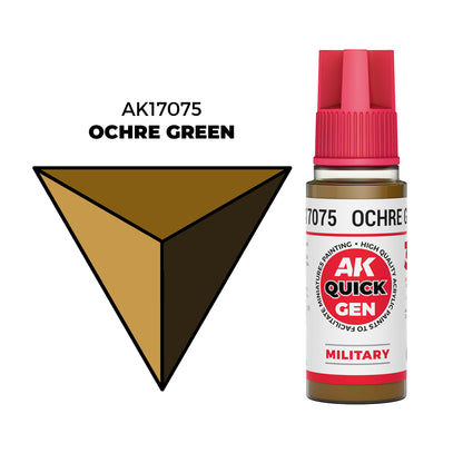Pot de peinture AK Quick Gen AK17075 Ochre Green - Vert Ocre 18 ml
