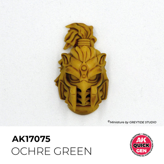 Pot de peinture AK Quick Gen AK17075 Ochre Green - Vert Ocre 18 ml, détail 1