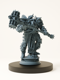 Figurine d’un colosse soulforgé en armure lourde, armé d’un marteau mécanique et couvert de symboles impériaux, idéal pour incarner un champion oublié ou un guerrier artificiel en quête de rédemption.