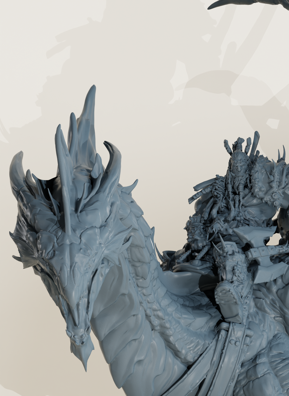 Orc sur dragon d'argent
