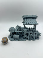 Figurine Props d'un stand de livres pour marché médiéval à intégrer dans des jeux de rôle ou diorama