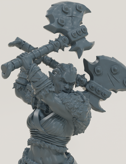 Barbare Demi-Orque (Double Haches)