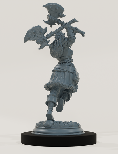 Barbare Demi-Orque (Double Haches)