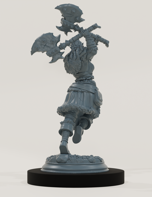 Barbare Demi-Orque (Double Haches)