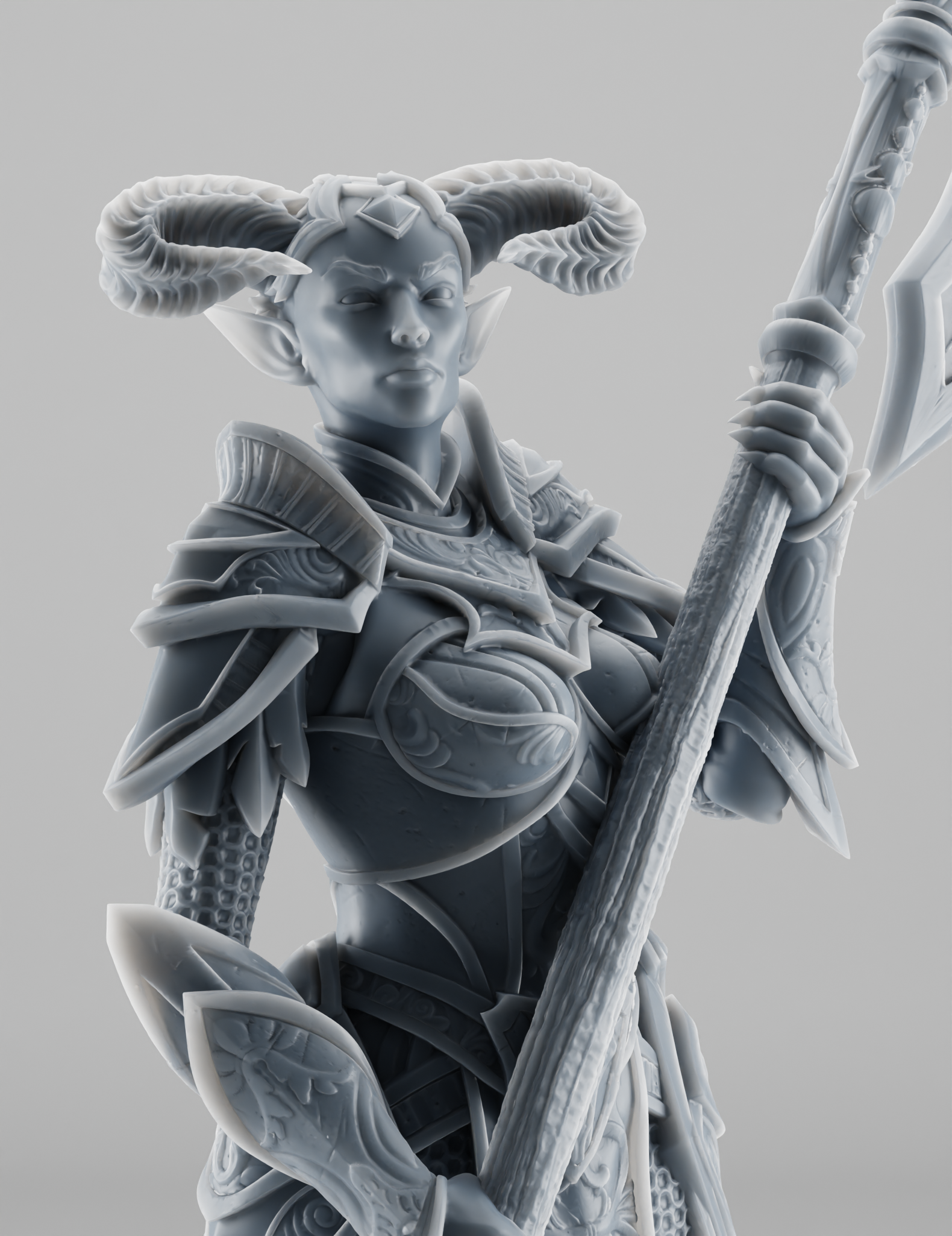 Tiefling Guerrière à la Hallebarde