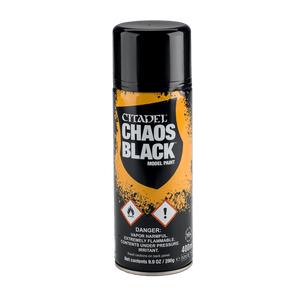 Bombe de sous-couche Citadel Chaos Black 400 ml, noir mat pour figurines