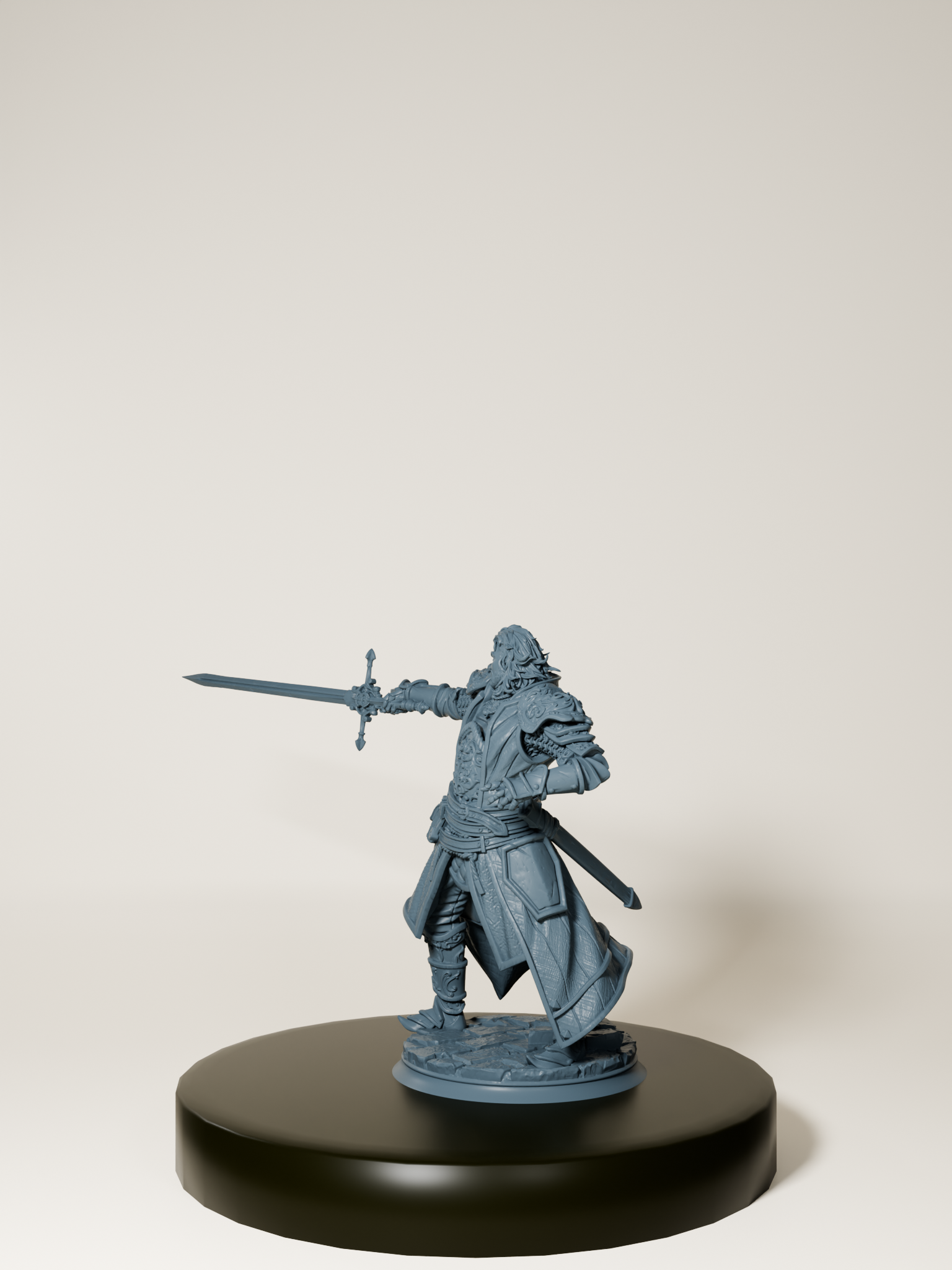 Figurine d’inquisiteur humain en armure, brandissant une épée imposante, parfaite pour les jeux de rôle et la collection.