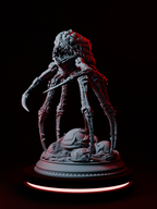 Figurine d'une abomination psychique à plusieurs membres, sur socle d'œufs monstrueux, idéale pour jeux de rôle comme D&D ou Pathfinder.